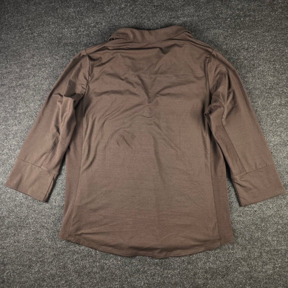 J. McLaughlin Women's Brown Button Front Shirt Stretch Fabric Classic Size L - Picture 6 of 14